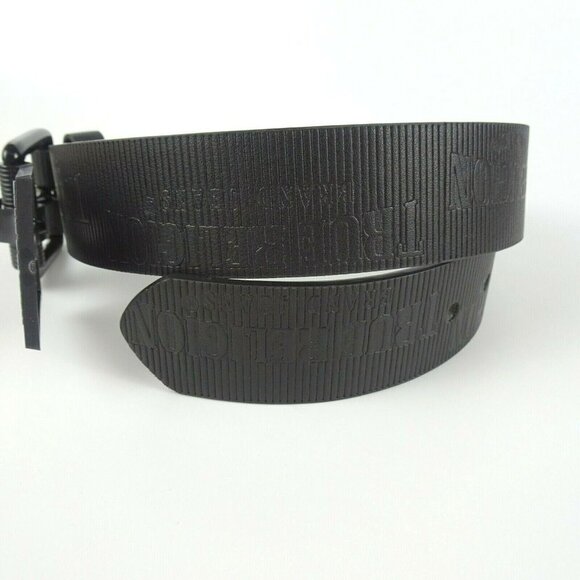 New TRUE RELIGION Men's Embossed Van Belt Matte Black Faux Leather Textured 32 - Picture 7 of 12